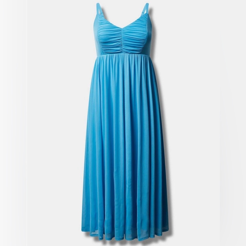 NWT Torrid Blue Mesh Pleated Maxi Dress - Torrid Size 3 (22-24, 3X)